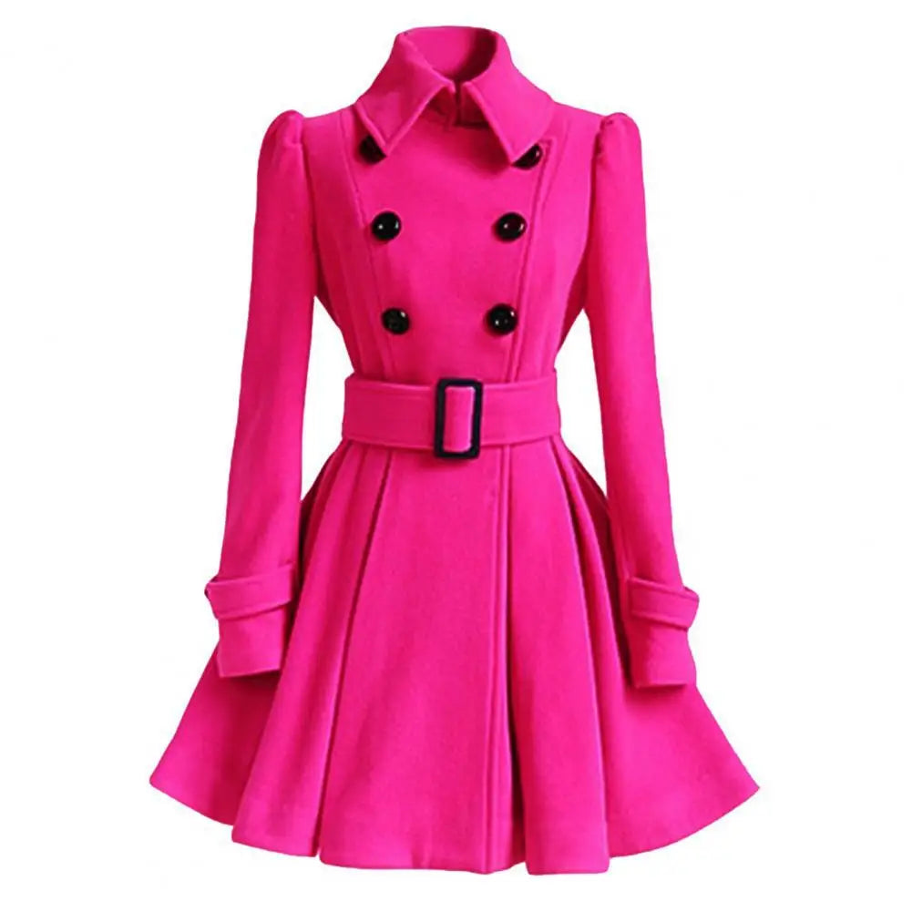 Autumn elegant woolen coat Fashion Lace-Up