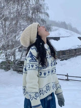 Chunky Knit Collared Zip-up Jacket Cozy Cardigan