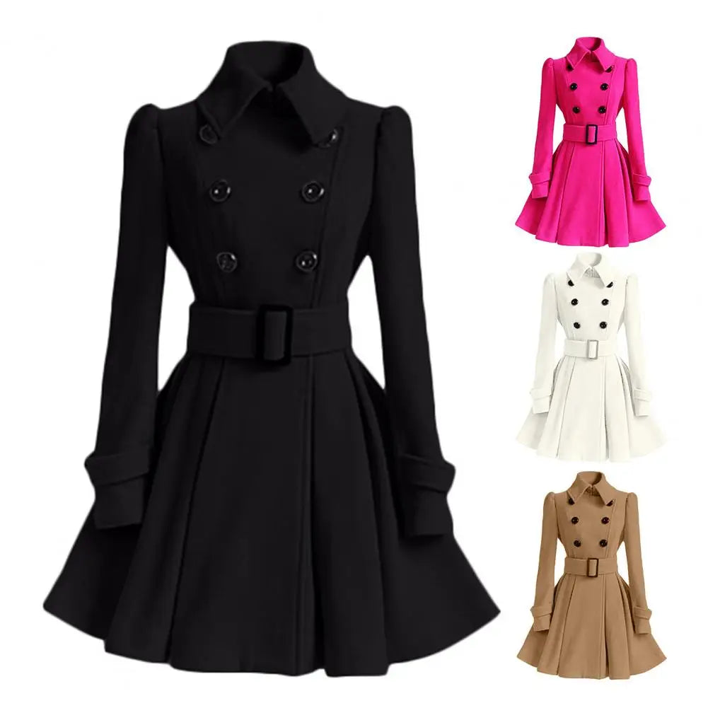 Autumn elegant woolen coat Fashion Lace-Up