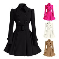 Autumn elegant woolen coat Fashion Lace-Up