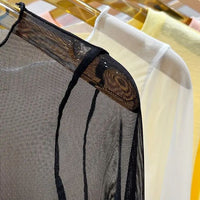 Fashion Mesh T-shirts Women Vintage Transparent Tops