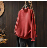 Vintage Turtleneck Pullover Women Knit Long Sleeve Top