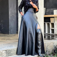 Sexy thigh-slit black skirt