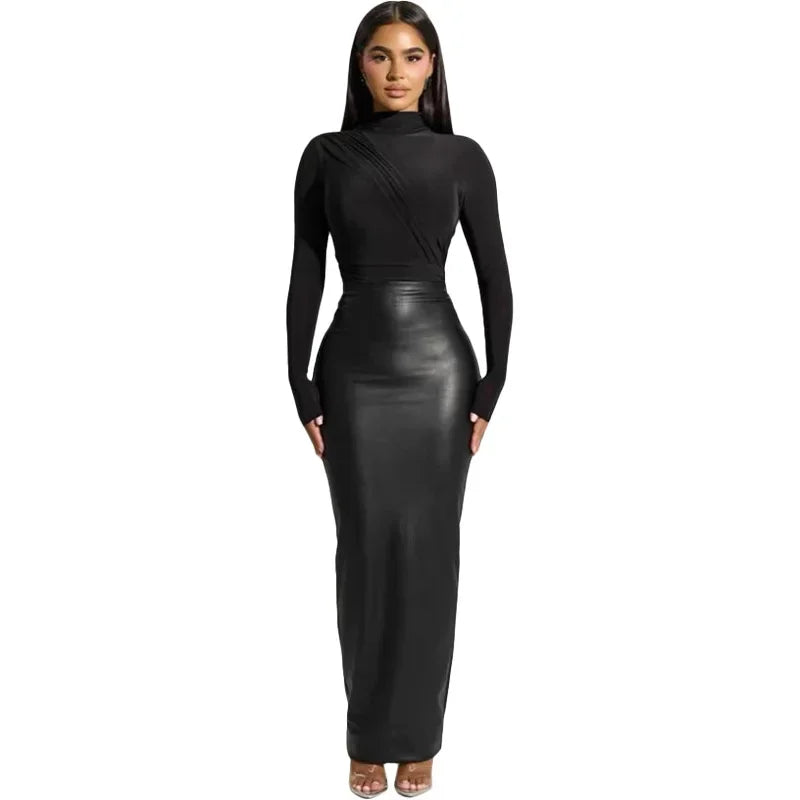 Women High Waist Elastic Long Skirt