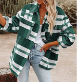 Autumn Women's Plaid Jacket Long Sleeve Lapel