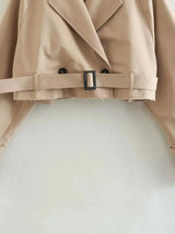 Women Belt Cropped Trench Spring Jacket