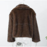 Long Sleeved Buttons Women's Faux Fur Coats
