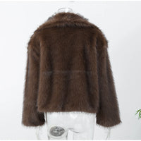 Long Sleeved Buttons Women's Faux Fur Coats