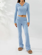 Women 2 Piece Outfits Zip Up Crop Jacket Pants Loungewear