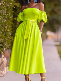 Slim Fit Belt Elegant Lady Midi Dresses