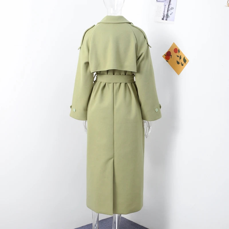 Street Ribbed Woolen Long Coat