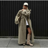 Street Ribbed Woolen Long Coat
