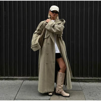 Street Ribbed Woolen Long Coat