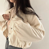 Rimocy Chic Pockets Long Sleeve Cropped Blouse