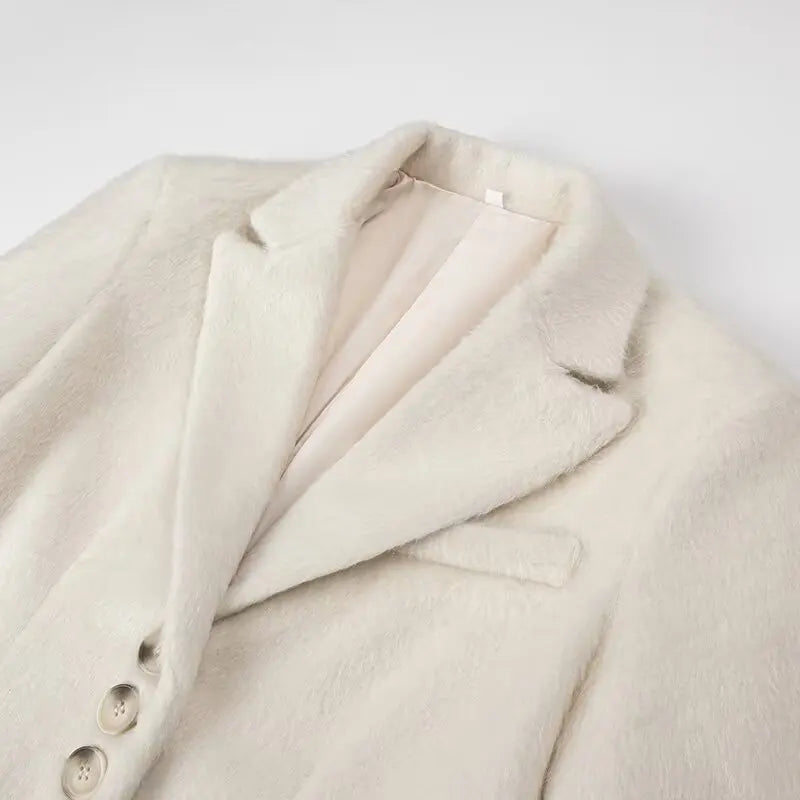 Streetwear Long Hairy Shaggy Blazer Coats
