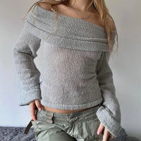 Women Off the Shoulder Knitted Sweater Top