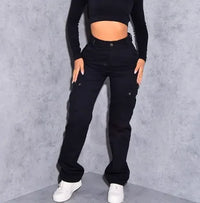 Women High Waist High Elastic Solid Jeans