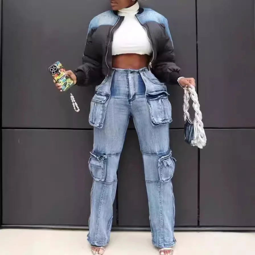 Vintage Washed Distressed Women Jeans