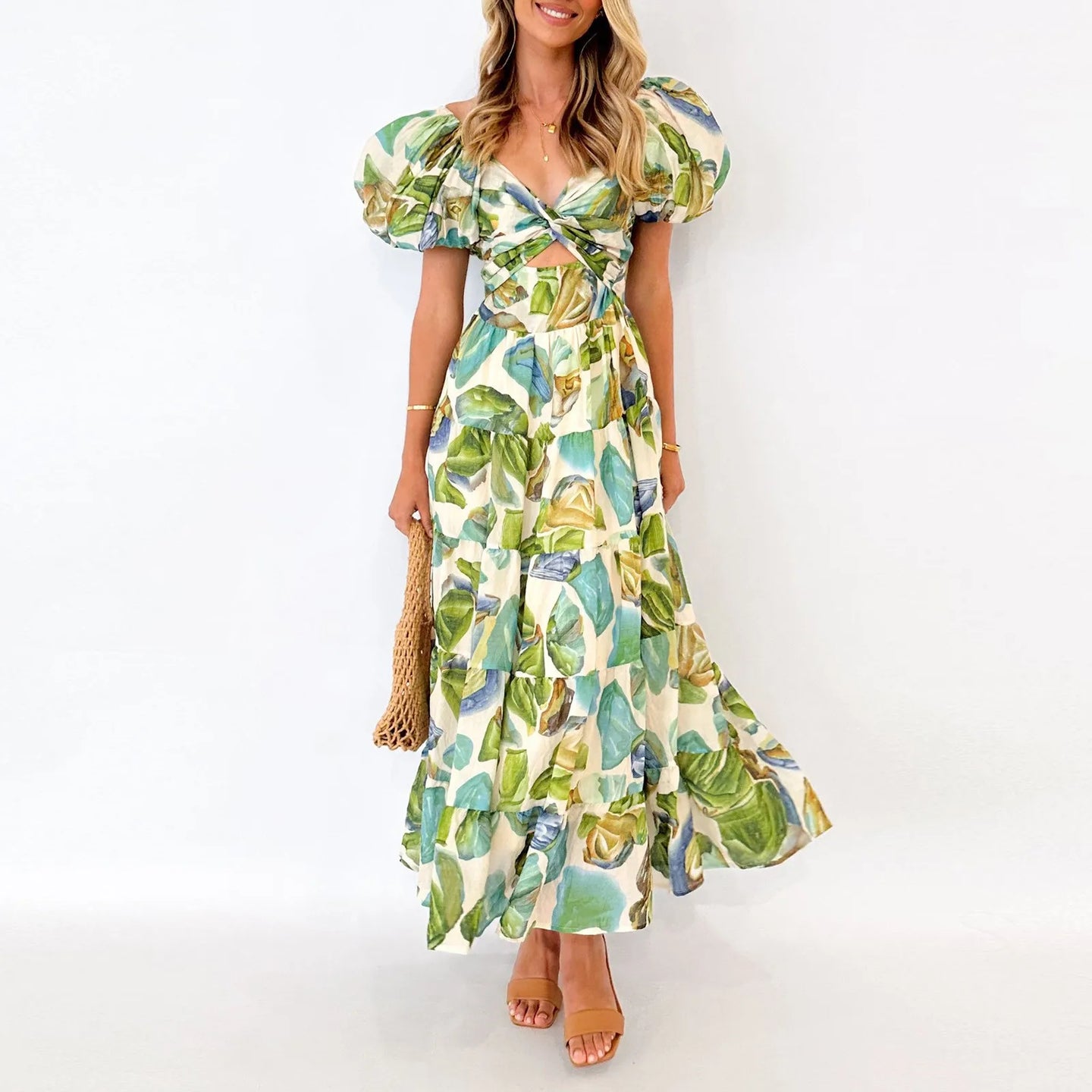Elegant Floral Cutout Summer Dress