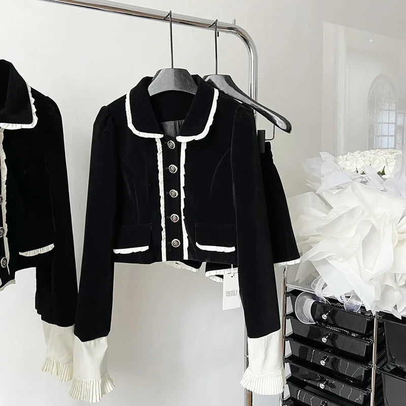 2 Piece Shorts Sets Peter Pan Collar Luxury Cardigans Fashion