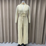 Sleeveless Lace-Up Wide-Leg Jumpsuit