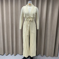 Sleeveless Lace-Up Wide-Leg Jumpsuit