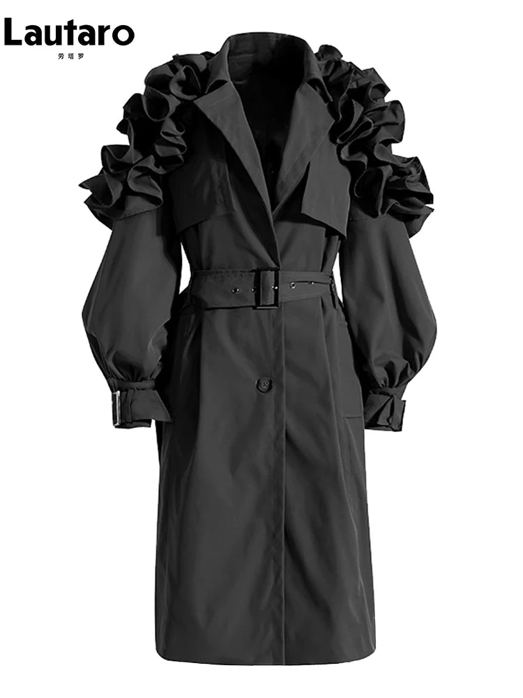 Lautaro Long Black Khaki Trench Coats