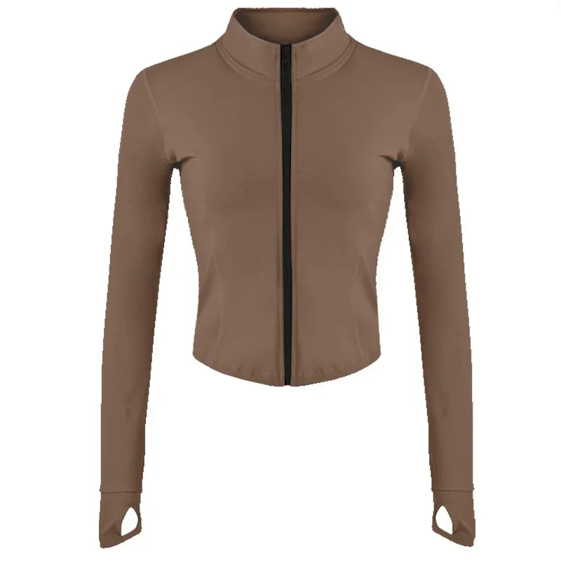 Women Full Zip-up Yoga Top Workout Running Jackets