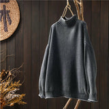 Vintage Turtleneck Pullover Women Knit Long Sleeve Top