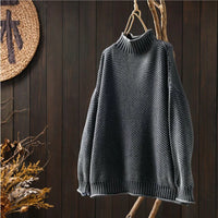 Vintage Turtleneck Pullover Women Knit Long Sleeve Top