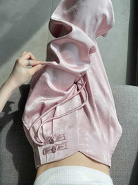 Side view of satin suit pants