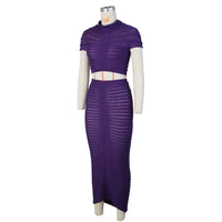 Solid color knit matching outfit