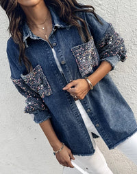 Stylish flip collar fall jacket