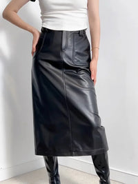 Stylish formal leather maxi skirt