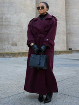 Stylish long coat with wide lapel