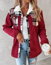 Women’s colorblock plaid jacket front view