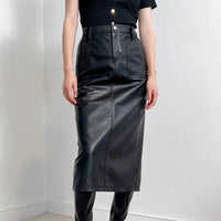 Women’s genuine leather maxi skirt
