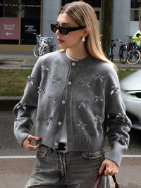 Women’s grey knitted cardigan sweater