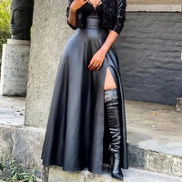 Women’s high waist leather-look skirt
