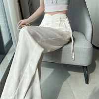 Women’s satin jacquard high waist pants
