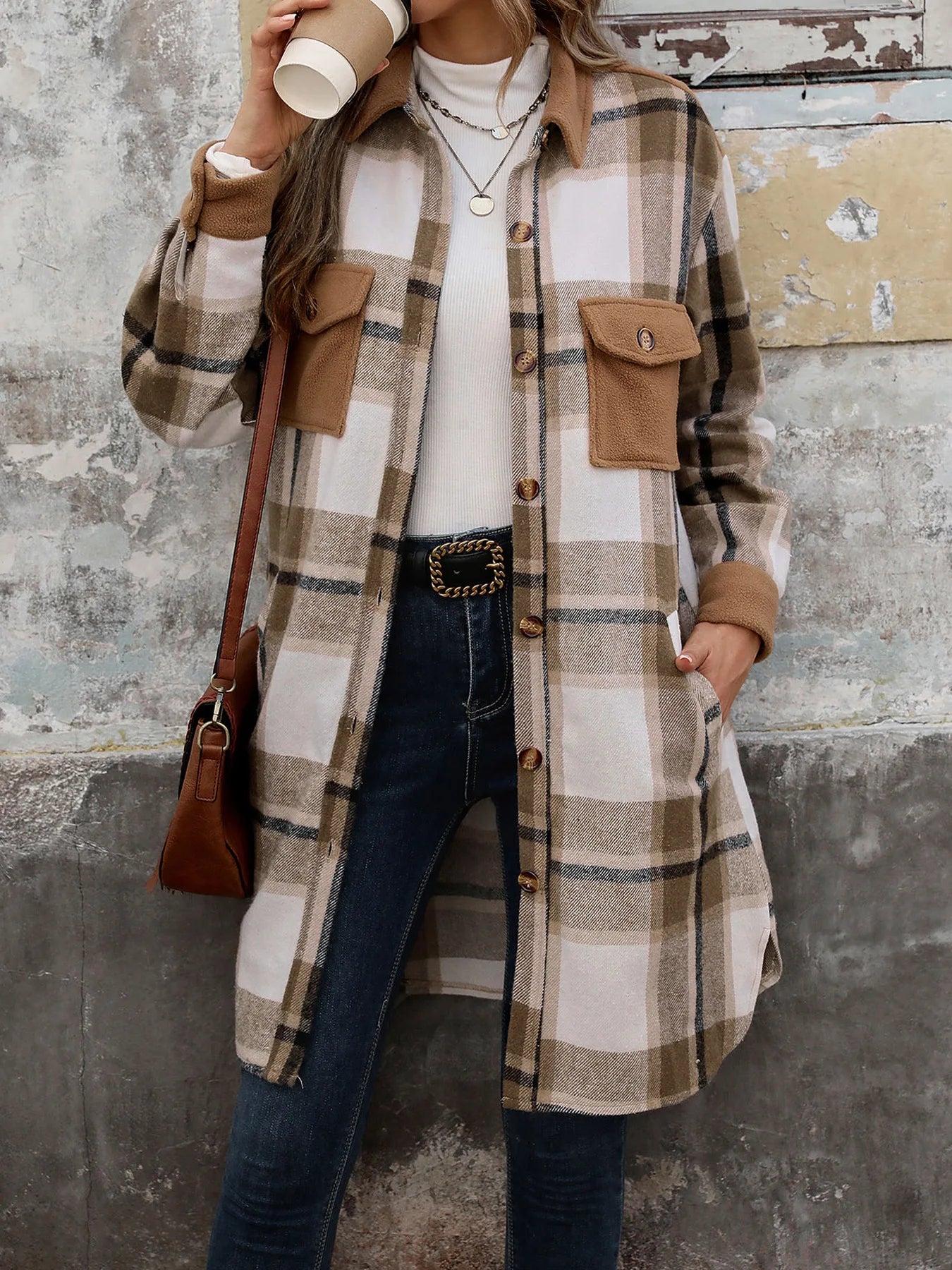 Women’s winter overcoat with belt