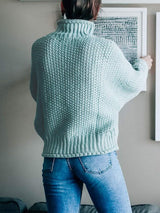 Women'S Turtleneck Sweaters Slouchy Batwing Sleeve Chunky Knit Oversized Pullover Tops