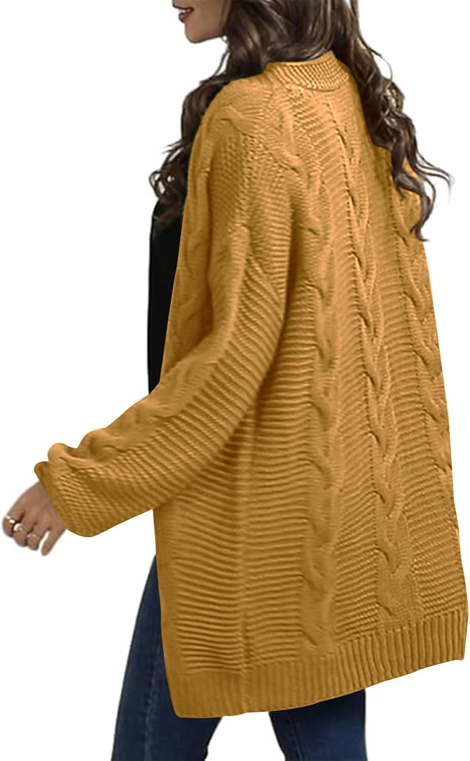 Womens Oversized Chunky Open Front Cardigan Sweaters Cable Knit Long Sleeve Cardigans Outwear Coats