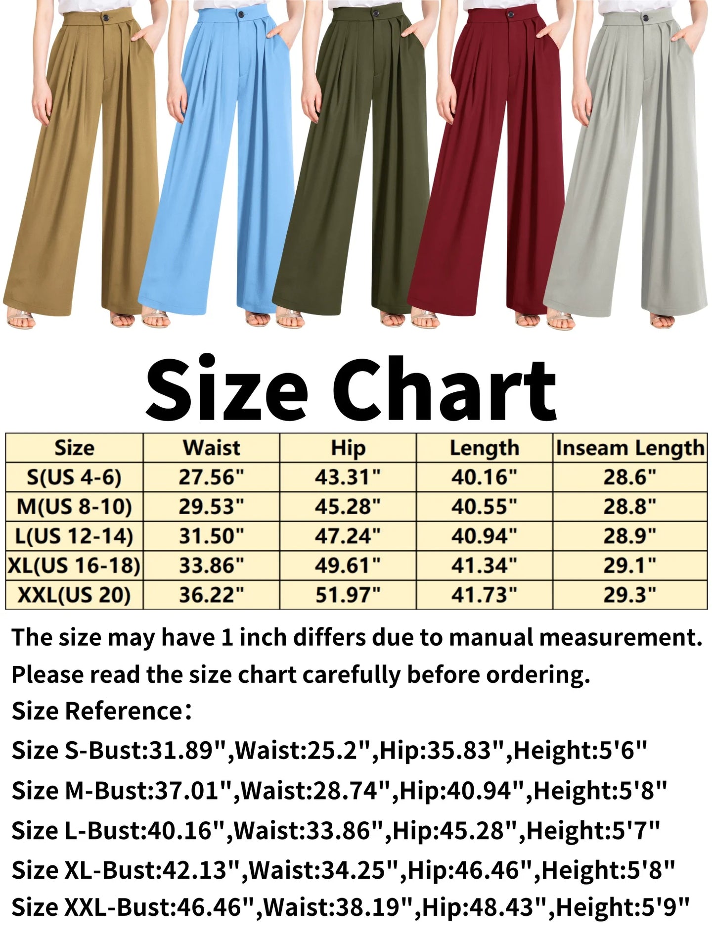 Pants for Women High Waist Straight Leg Pant Business Office Wide Leg Trousers Casual Loose Flare Bell Bottoms Gray Pull on Pants with Pocket Clothes Size XXL