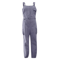 Women'S Summer Adjustable Straps Sleeveless Jumpsuits Solid Color Strapless Belted Pants Pocket Romper